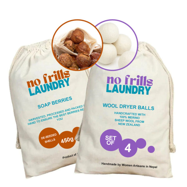 No Frills Eco Laundry Pack Soap nut and Dryer Balls